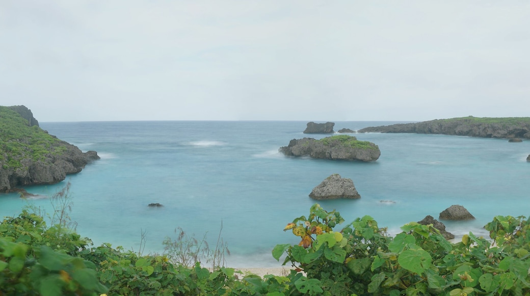 Okinawa,Japan-June 22, 2020: Panoramic view of Nakanoshima beach in Shimojishima island, Okinawa, Japan