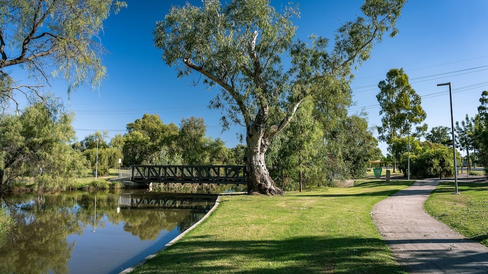 Dalby, QLD, Australia - Walking path along the Myall Creek