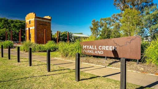 Historical landmark in Myall Creek parkland, Dalby, QLD, Australia