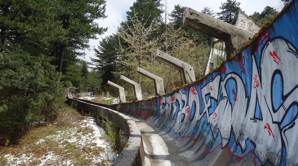 Graffiti on an old bobsleigh track, a legacy of the 1984 Winter Olympics in Sarajevo. #Perspectives #abandoned