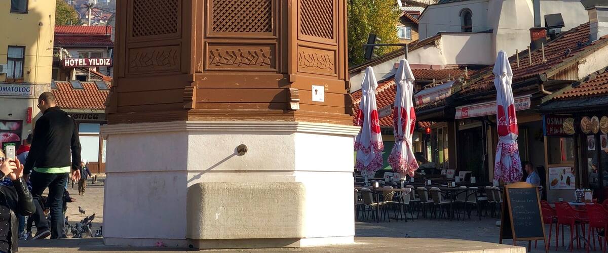 The iconic wooden fountain in Sarajevo Old Town