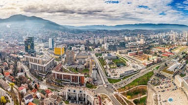 Sarajevo's cityscape unfolds majestically from the viewpoint, offering a stunning backdrop for tourists and locals alike to enjoy.