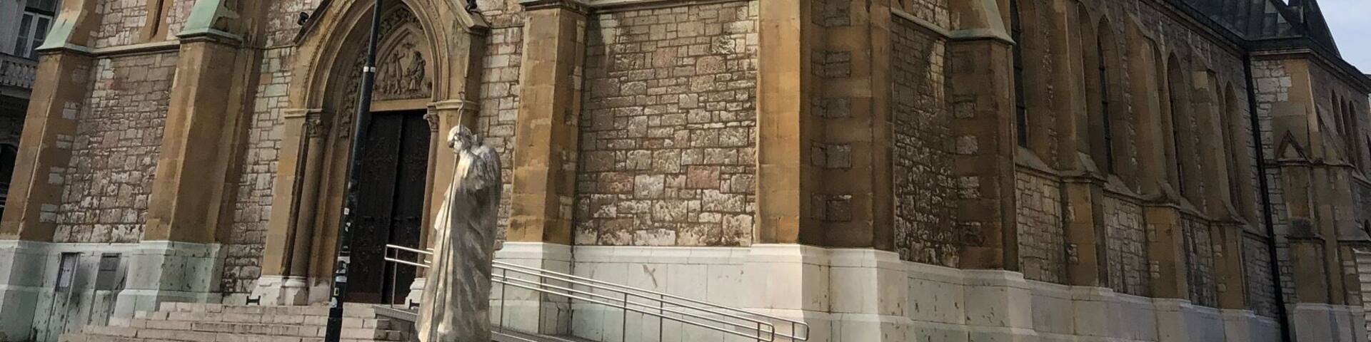 The monument and the church in the old town