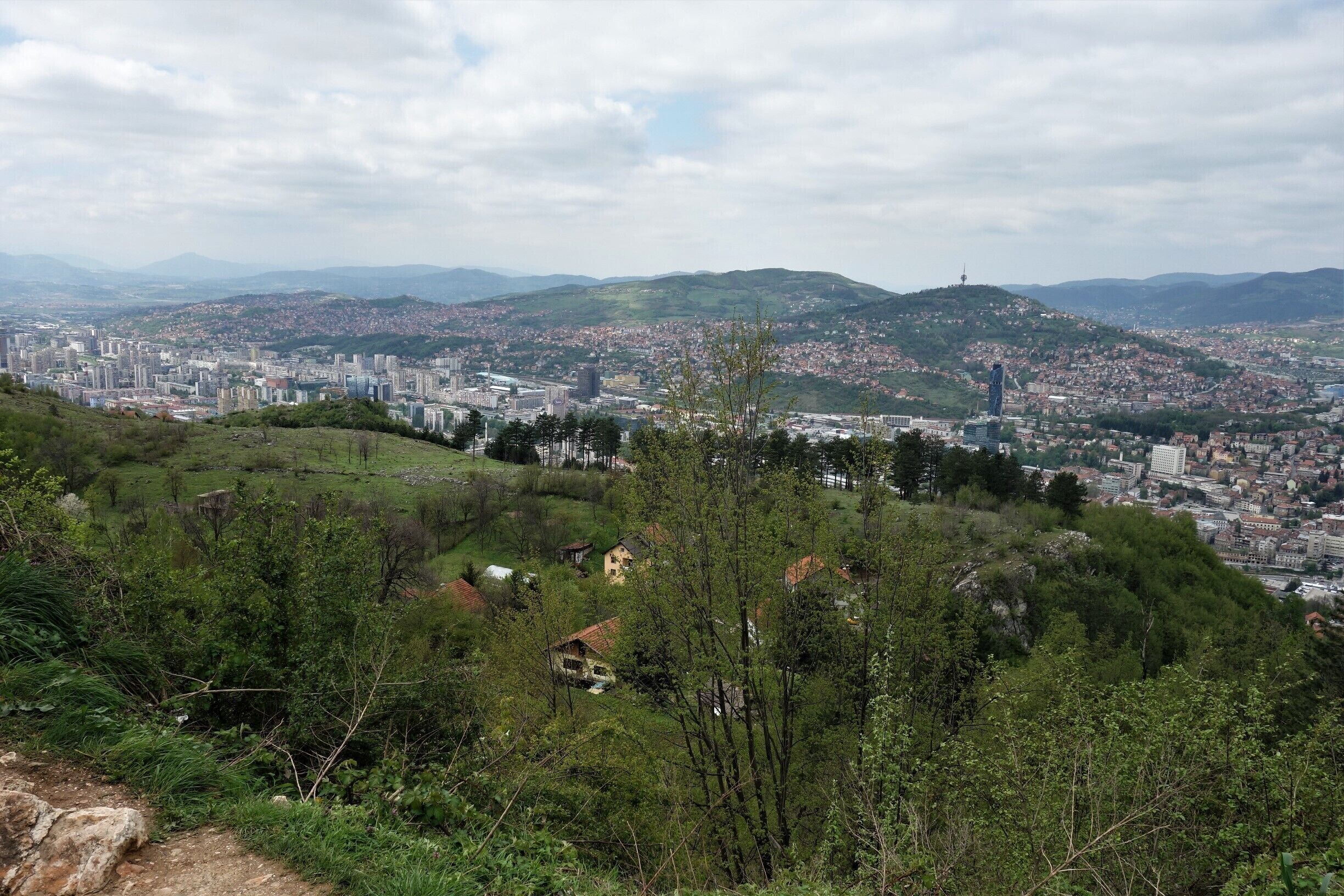 In 1992, the city of Sarajevo, embedded in the hills, came under siege and was subjected to daily shelling and sniper attacks from Serbian forces. The siege of the capital lasted from April 1992 to February 1996, the longest siege in modern history-- a year longer even than the Siege of Leningrad during WW II. This photo shows one of the locations of the Serbian artillery.