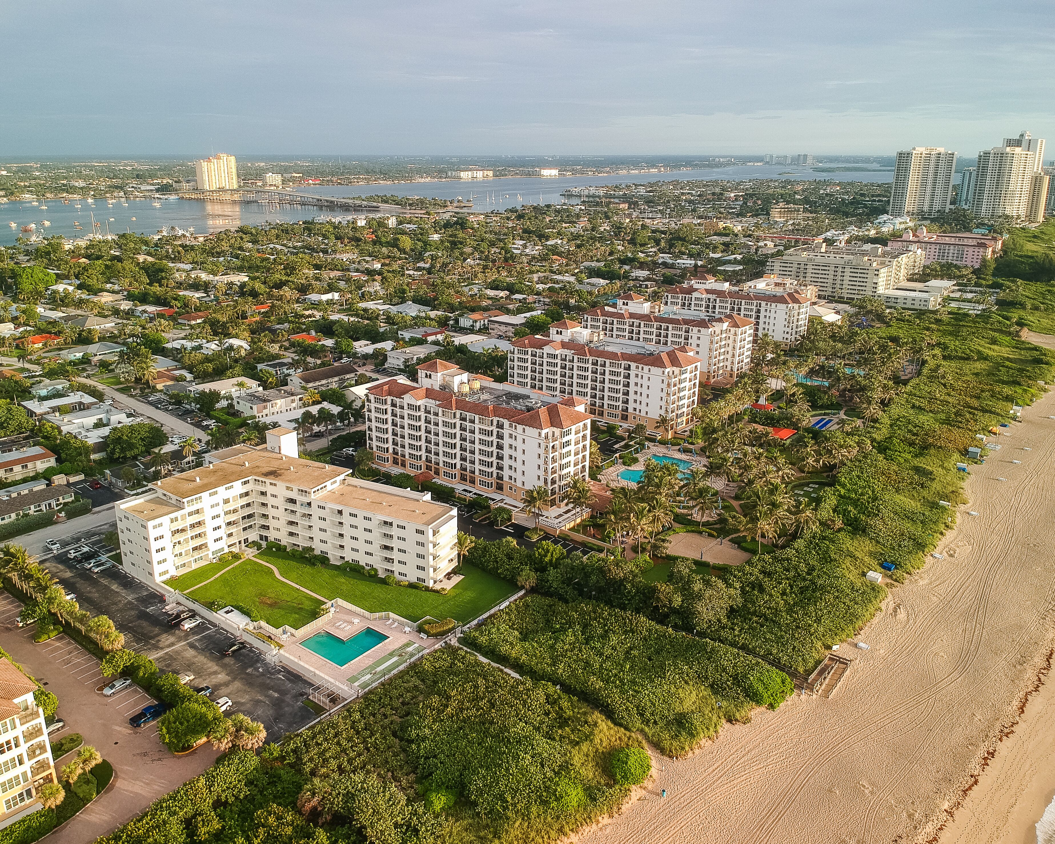 Singer Island, West Palm Beach, Palm Beach County, Florida drone photography of beach condos
