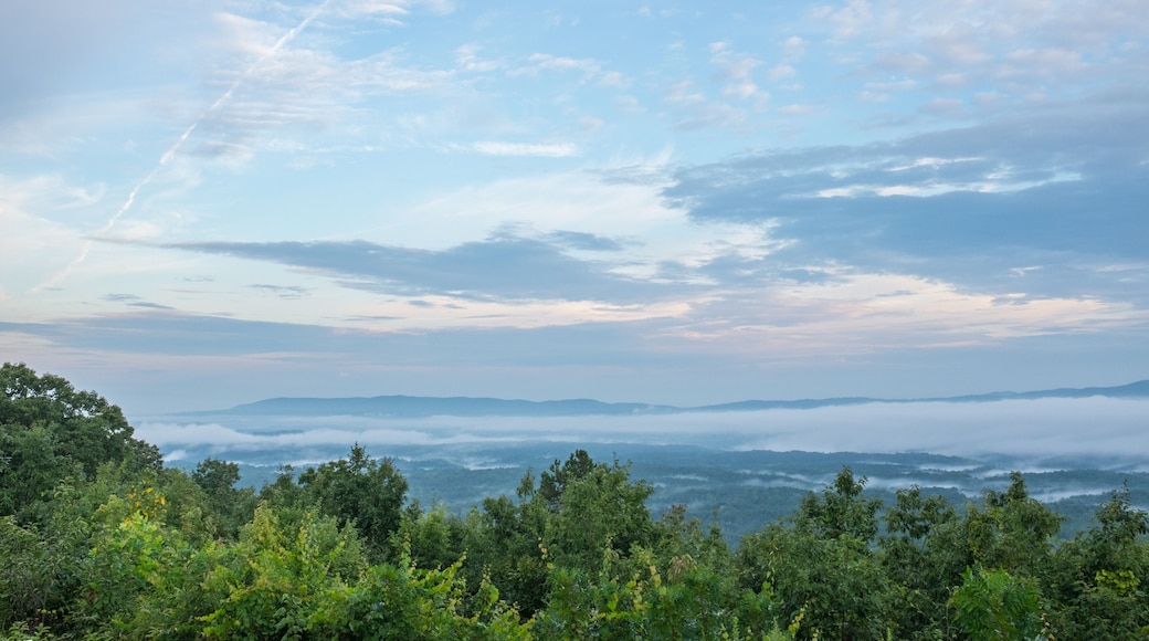 A summer morning look at the foggy hills and valleys near Heflin, Alabama, USA