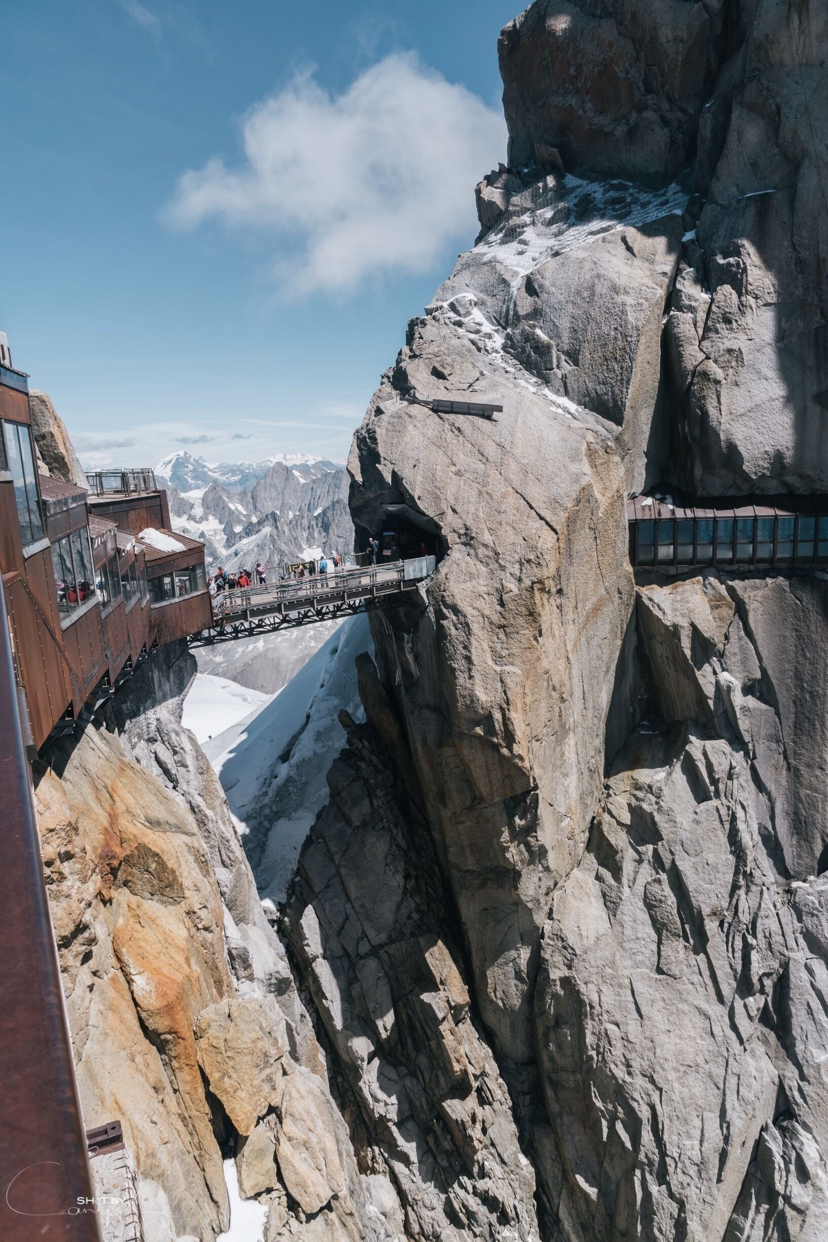 Amazing bridge from rocky needle to rocky needle. Great place at 3842m and very close to the Mont-Blanc. #alps #mountains #bridge #france #troveon