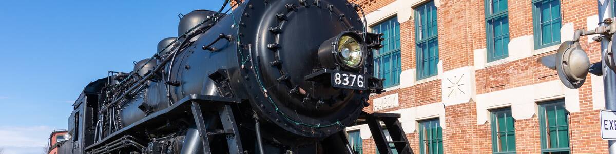 Old steam train locomotive located in Amboy, Illinois.