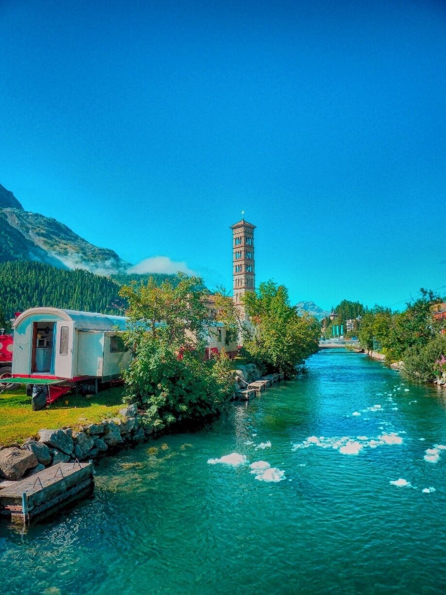 Beautiful St. Moritz with Sun in the Sky and Ice on the Water... I Love the fresh air of this place.