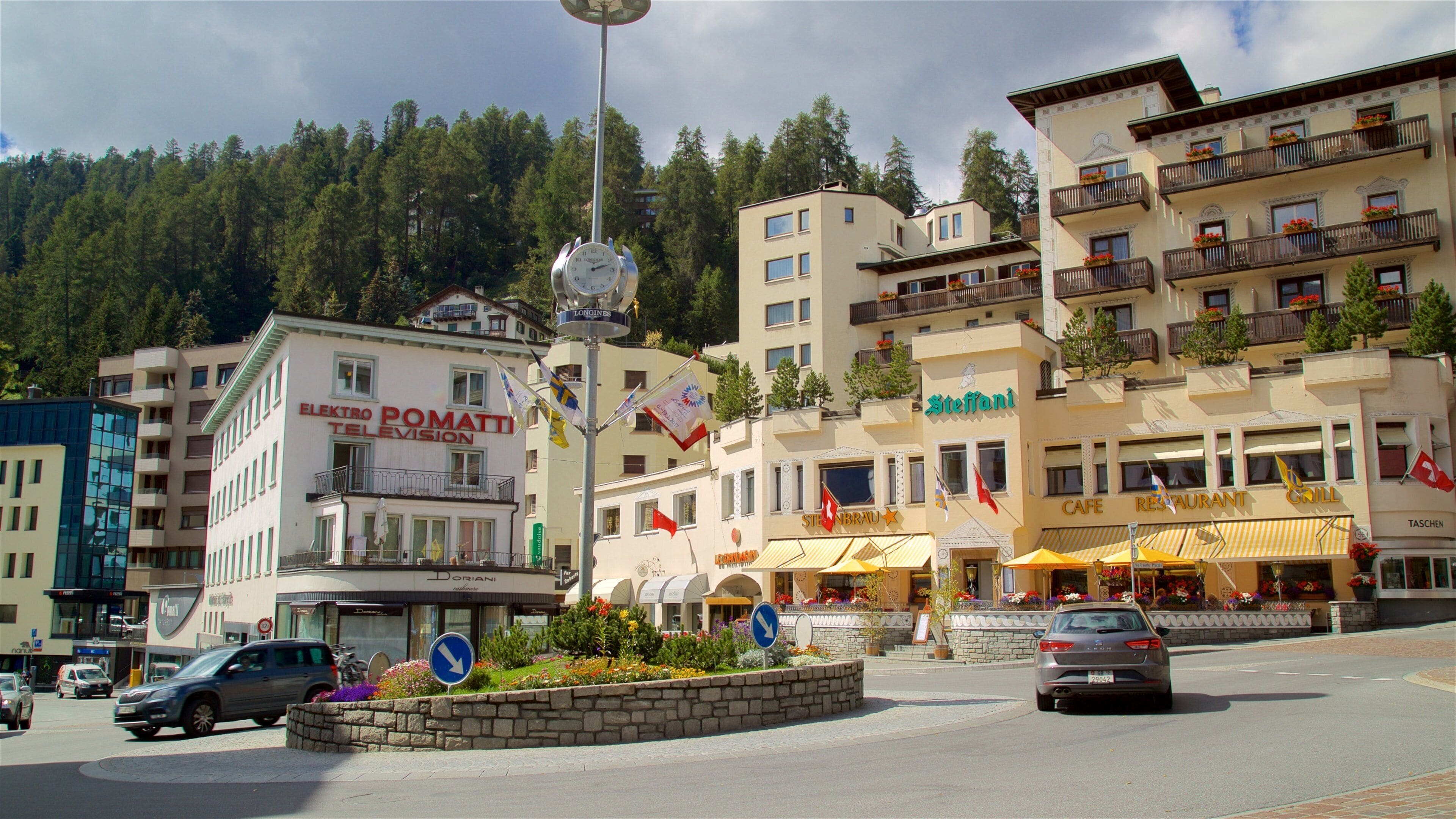 Moritz/City Street メロハー Saint Moritz City Center in Switzerland Editorial Stock Photo