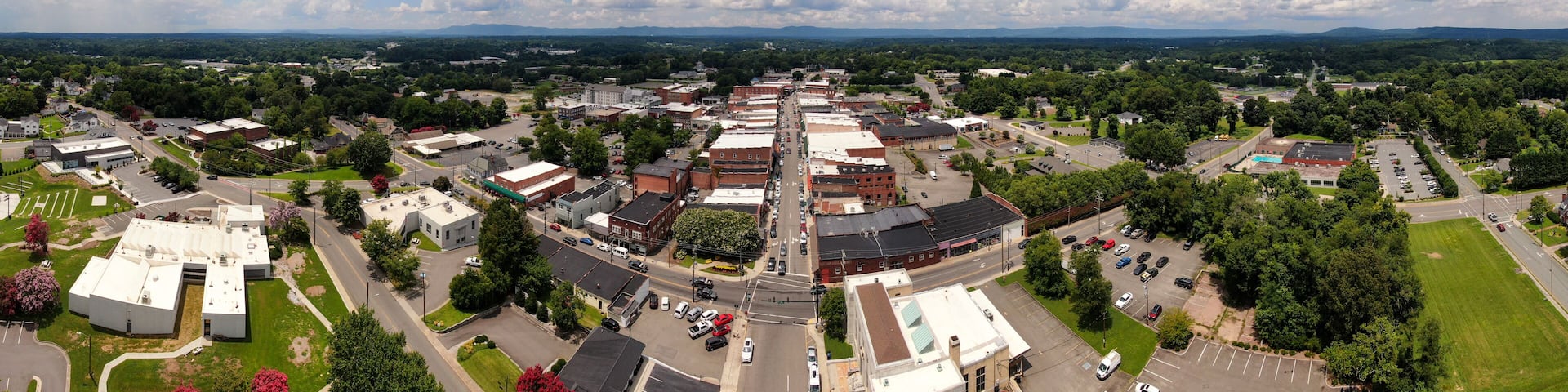 Day Time Drone Images of Downtown Mt. Airy North Carolina. This Town Served As The Inspiration For Mayberry On The Andy Griffith Show: Travel, Tourism, Outdoors