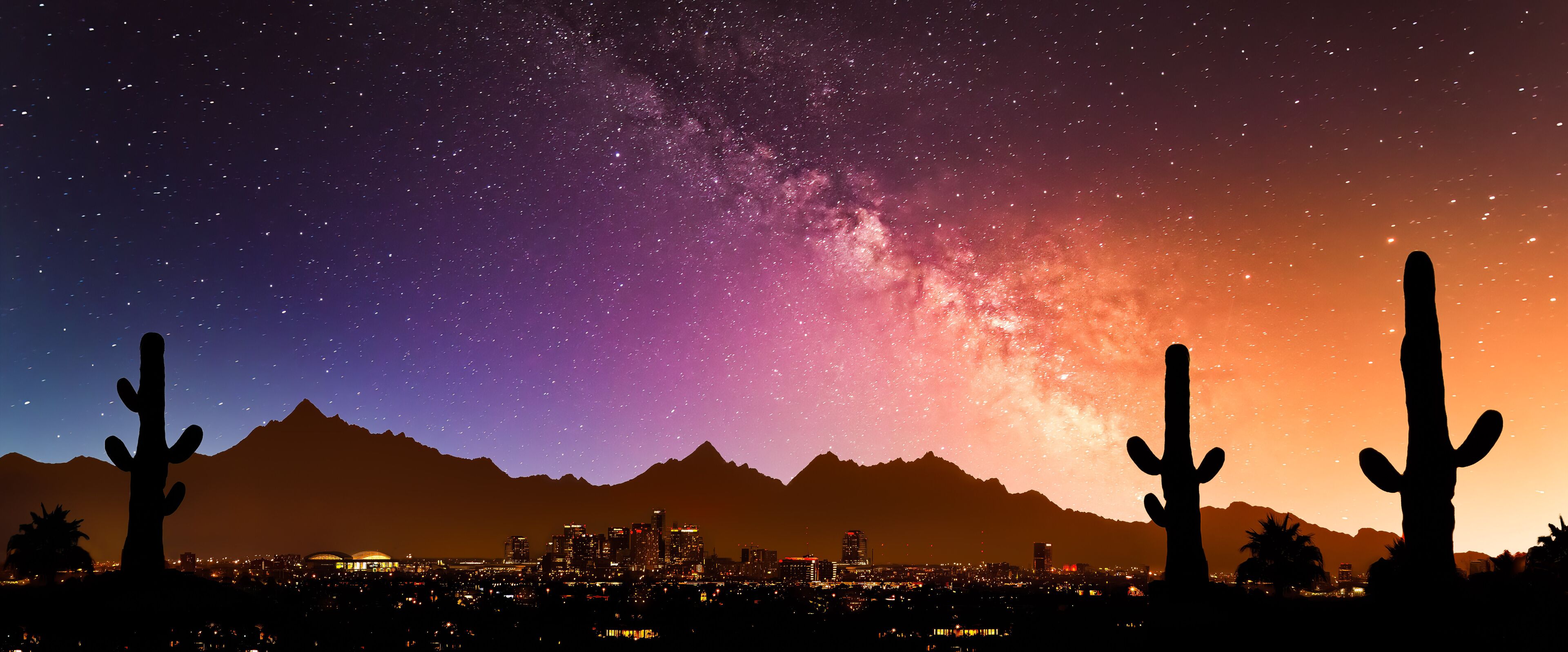 Phoenix skyline with the milky way