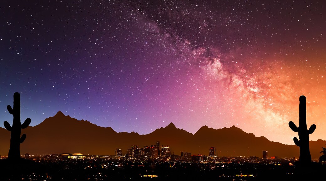 Phoenix skyline with the milky way