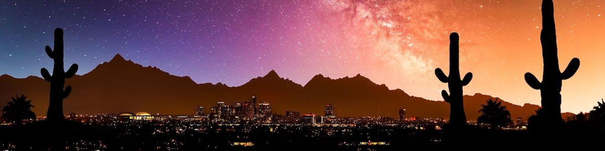 Phoenix skyline with the milky way