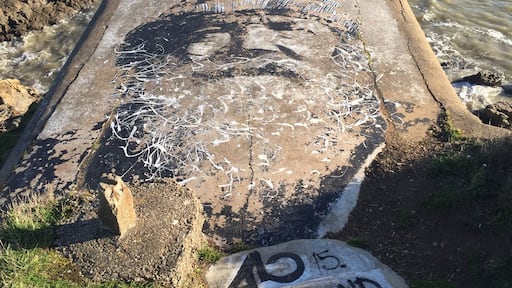 On the abandoned bunker place from sea side of Fort Eve, between St Nazaire and St Marc, you should discover (illegally) beautiful street art paints in and on the abandoned bunkers. This one is probably the craziest one : the roof of a bunker directly from the sea. Ready to jump?! #graffiti #seaside #abandonedbunker