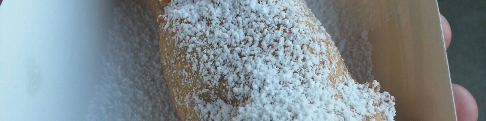 Funnel dog - a funnel cake wrapped hot dog creation. Available at Arvest ballpark.