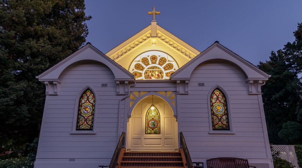 Back side of Church of the Nativity. Menlo Park, San Mateo County, California, USA.