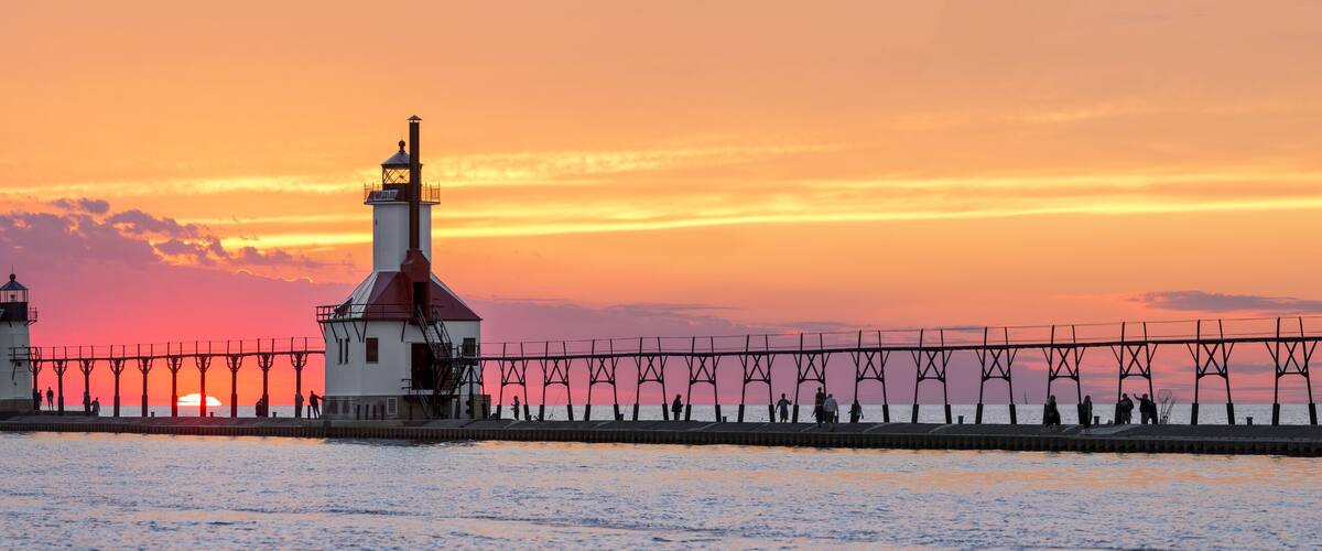 St. Joseph Lighthouses Sunset Panorama