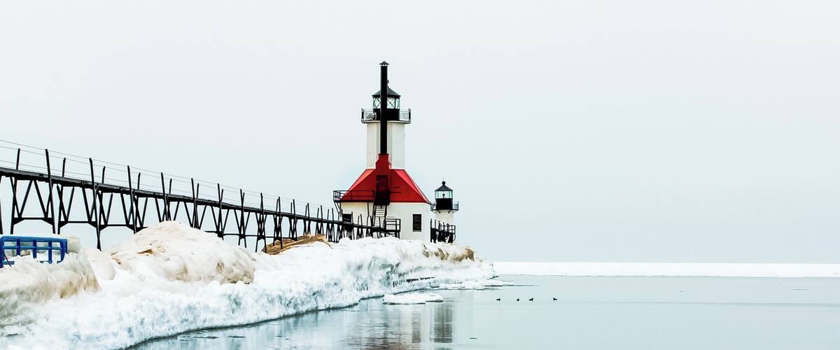 A unique looking and photogenic lighthouse located by Benton Harbor, MI.