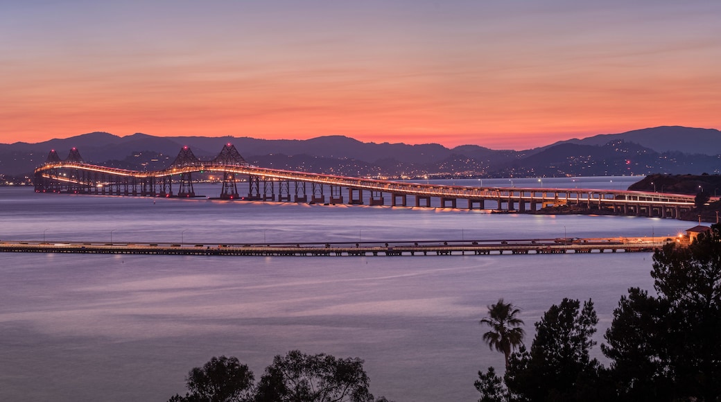 Richmond-San Rafael Bridge in California at dusk.
