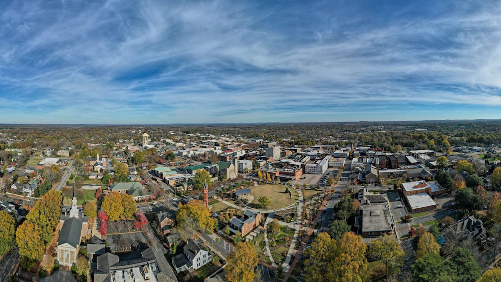 Top down view of Salisbury in North Carolina