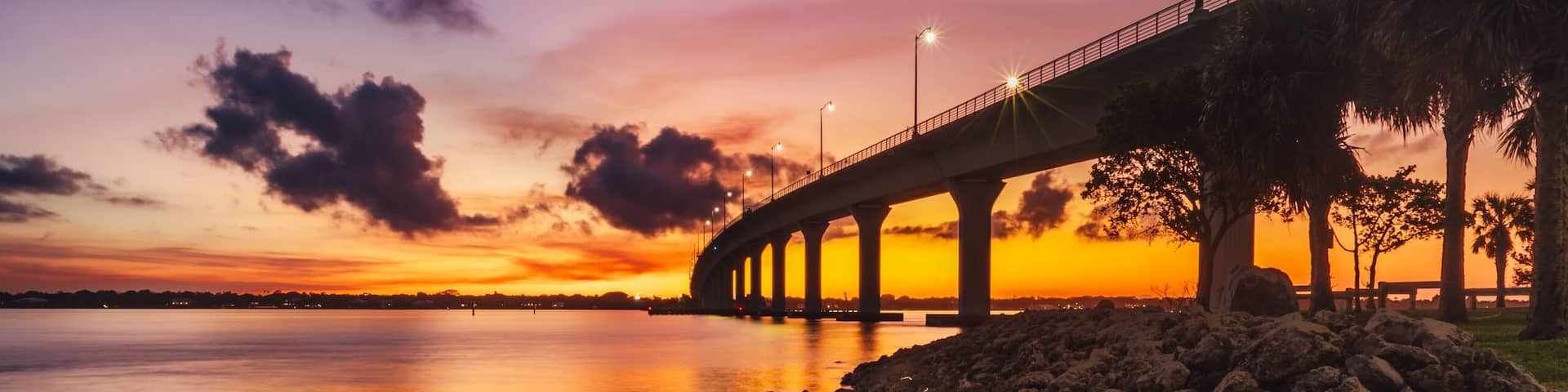 Sunset over the Indian River from Stuart Causeway in Stuart, Florida