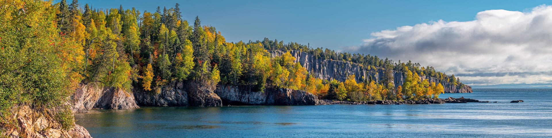 The Brilliant Fall Colors of Minnesota's North Shore of Lake Superior in a Panoramic View
