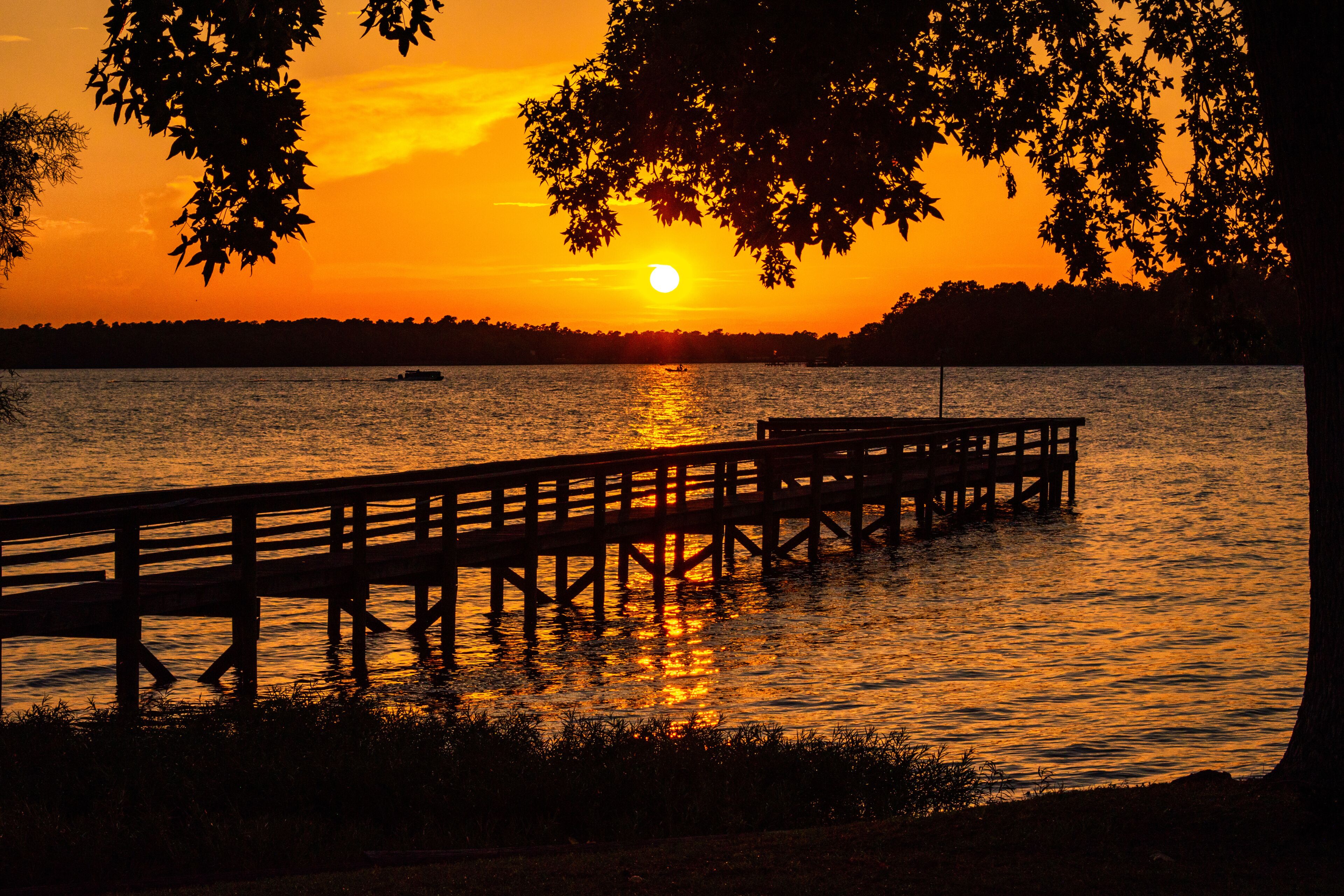 Orange sunset over water