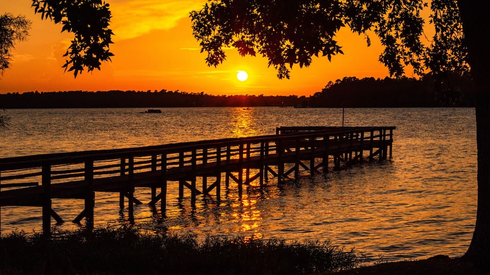 Orange sunset over water