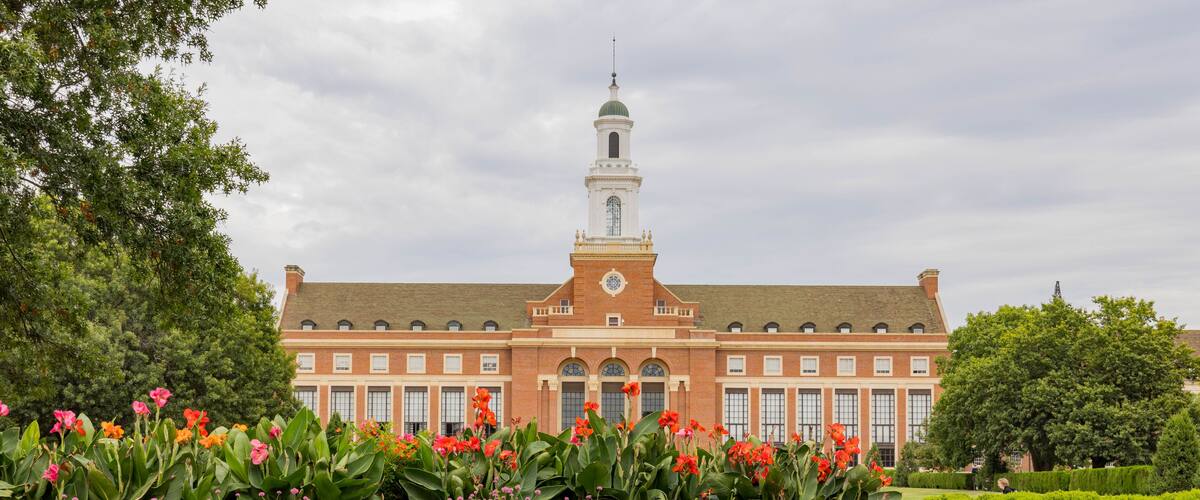 Overcast view of the Edmon Low Library of Oklahoma State University