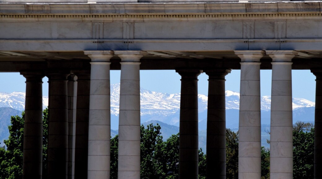 In springtime, the Rockies are still covered in snow while it's in the 70s and 80s in the city. Some of the best views in town are at Cheesman Park.