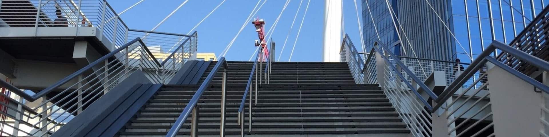 Walk up this spectacular bridge, gaining a better and better view of the city with every step.