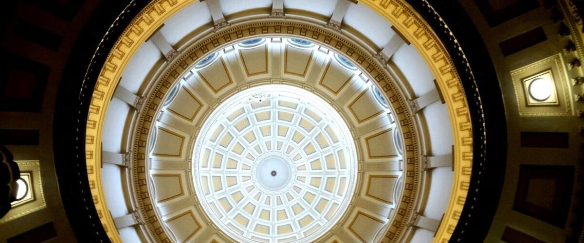 Looking up in to the dome of the State Capitol. Free tours through the Capitol are available