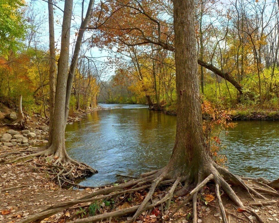 Fall time down by the river at Yates Cider Mill.