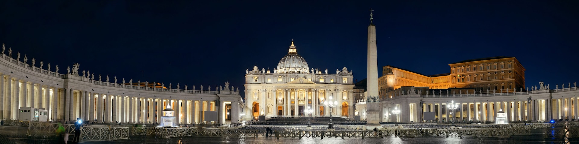 St Peters Basilica at night panorama