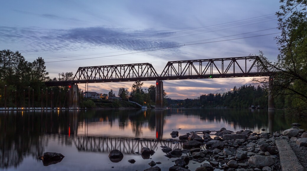 Railroad bridge over Willamette river in Wilsonville, Oregon