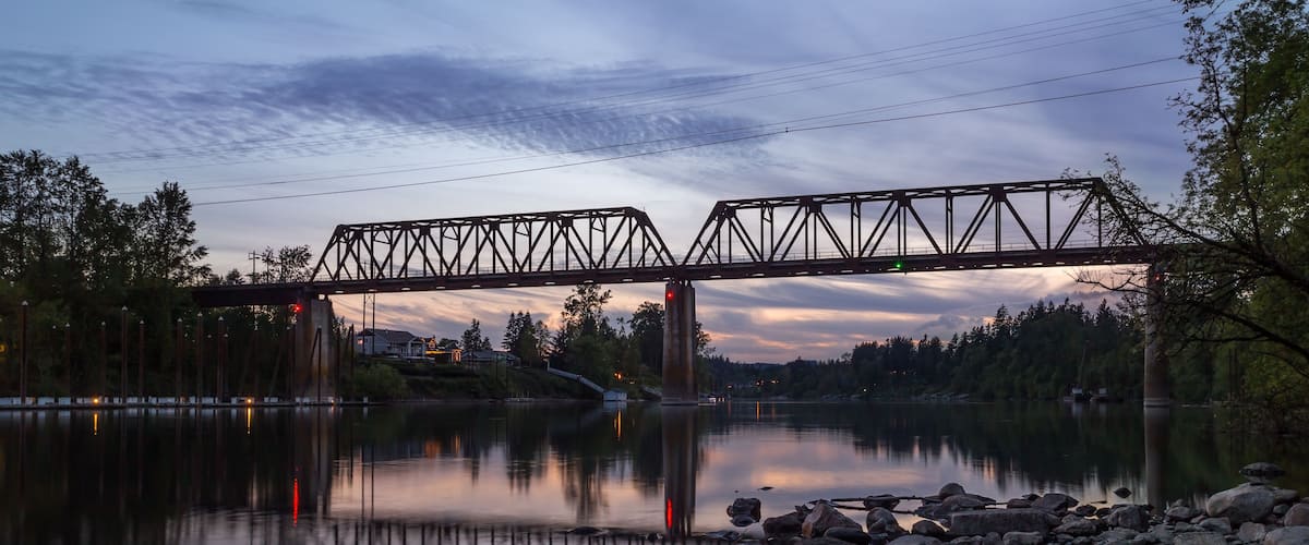 Railroad bridge over Willamette river in Wilsonville, Oregon