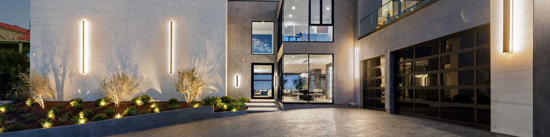 Home with landscaped concrete driveway, New Construction Home in Tarzana, California