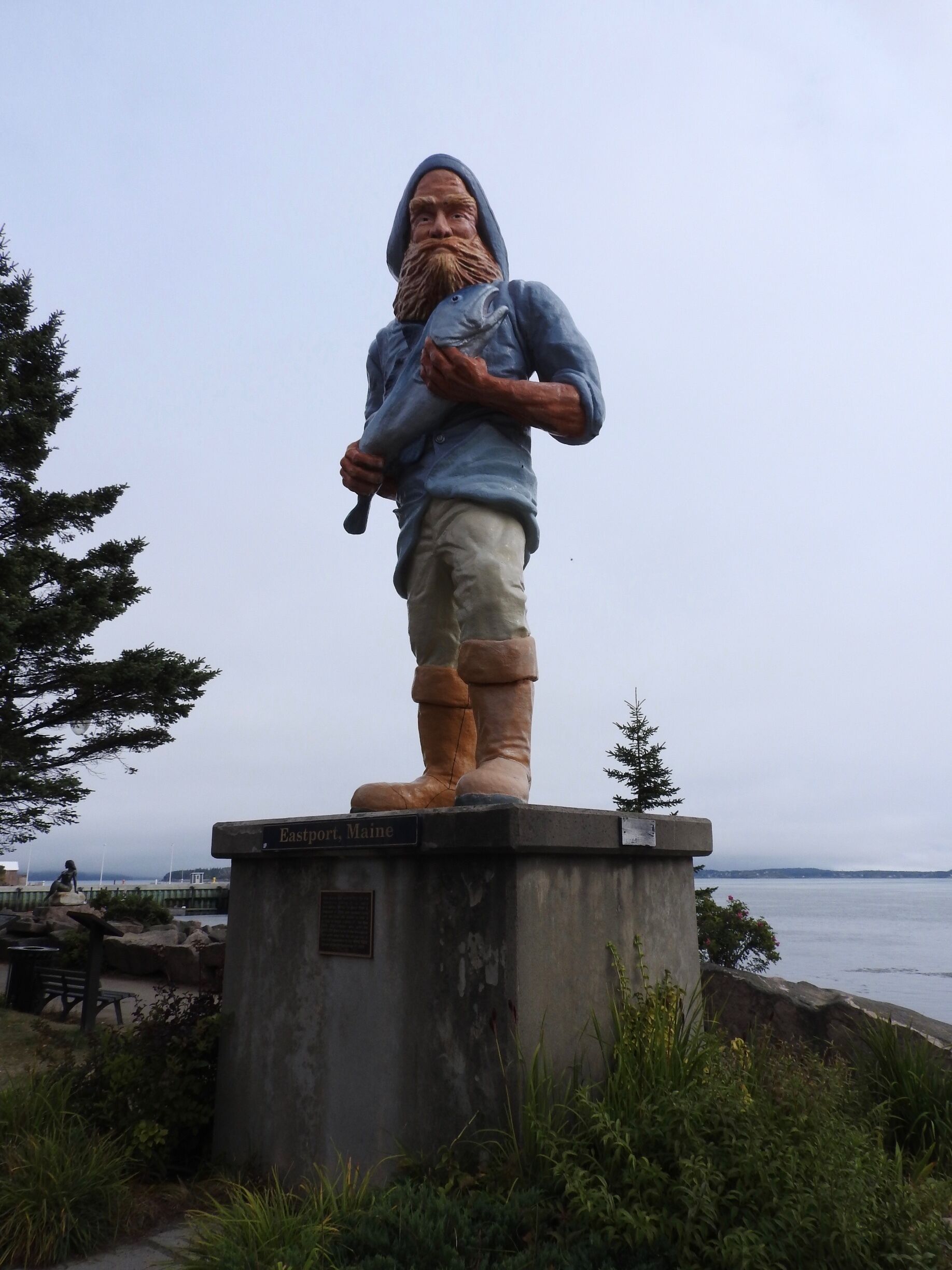 This statue was built in 2001 for a reality mini-series, Murder in Small Town X and is now a tribute to Angel Juarbe, Jr., the New York City fireman who won the $250,000 grand prize in the mini-series and soon after lost his life as one of the responders to the World Trade Center attack on September 22, 2001.