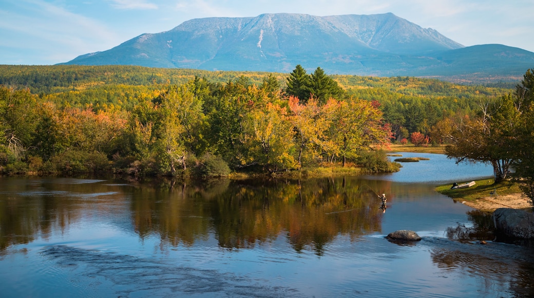 Mount Katahdin Mountain Maine with Fall Foliage and Water Reflection Baxter State Park