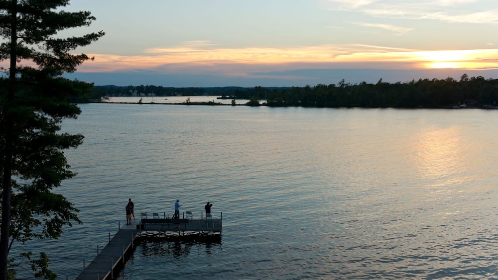 Pier sunset on east gull lake