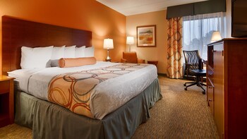Premium bedding, desk, iron/ironing board, free cots/infant beds