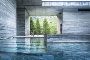 Indoor pool, outdoor pool, pool loungers