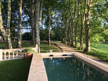 Seasonal outdoor pool, sun loungers