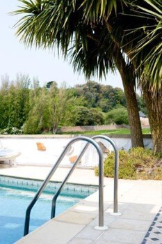 Outdoor pool, pool umbrellas
