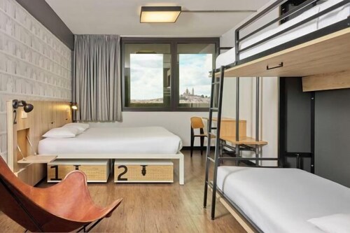 1 bedroom, blackout drapes, soundproofing, iron/ironing board