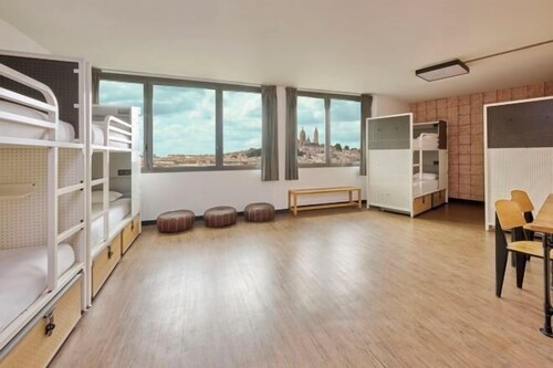 1 bedroom, blackout drapes, soundproofing, iron/ironing board