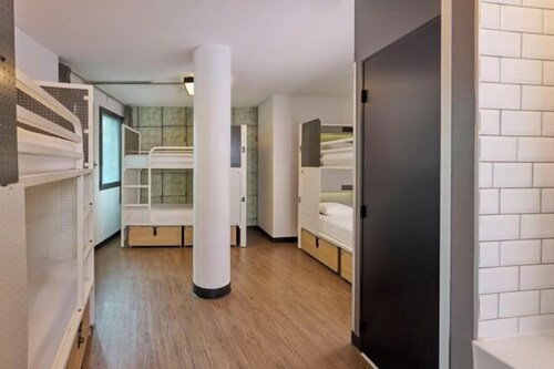 1 bedroom, blackout drapes, soundproofing, iron/ironing board